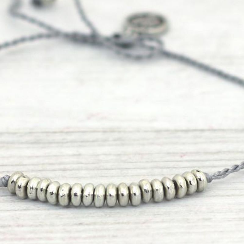 Βραχιόλι Lyla ασημί χάντρες - γκρι