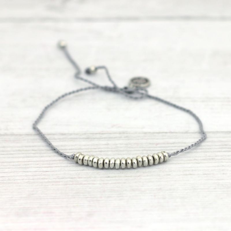 Βραχιόλι Lyla ασημί χάντρες - γκρι