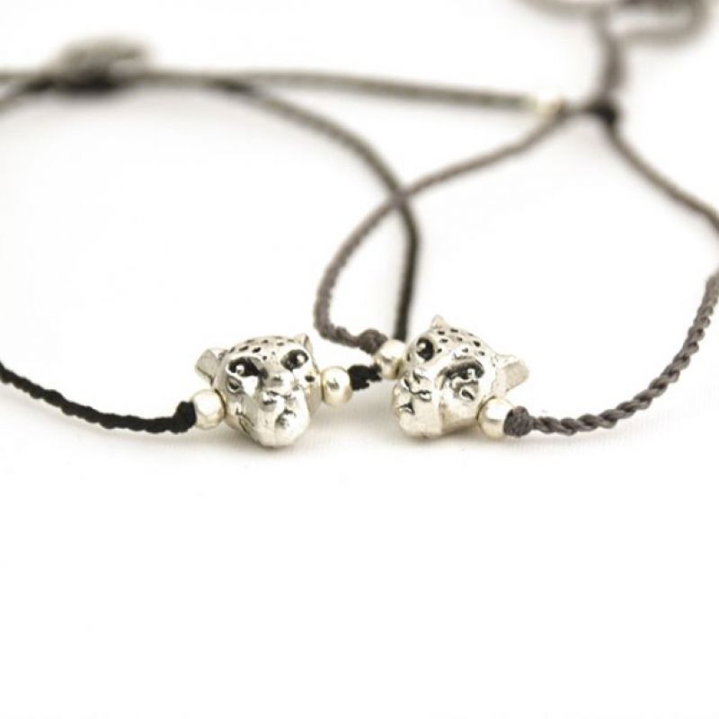 Silver-plated leopard bracelet 