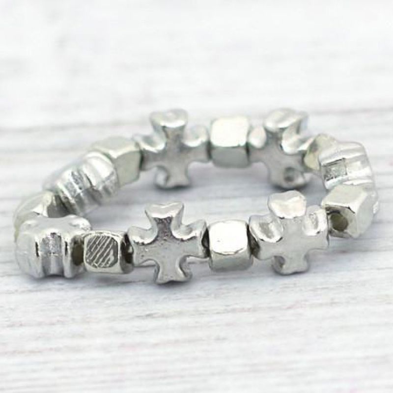 Elastic silver metal ring