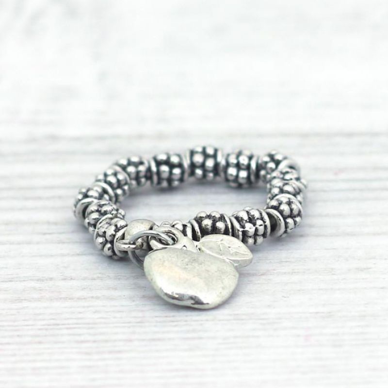 Elastic silver metal ring