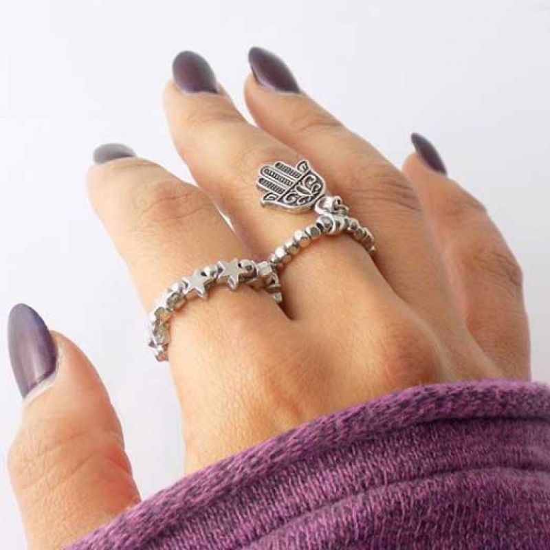 Elastic silver metal ring