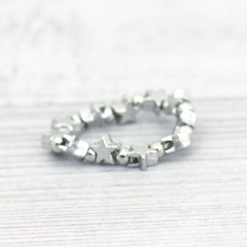 Elastic silver metal ring