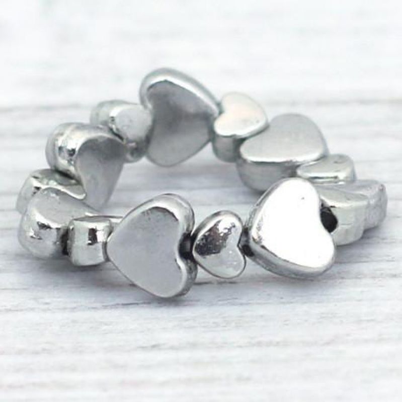 Elastic silver metal ring