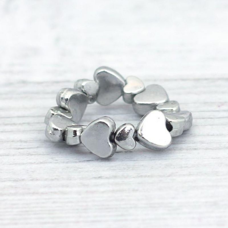 Elastic silver metal ring