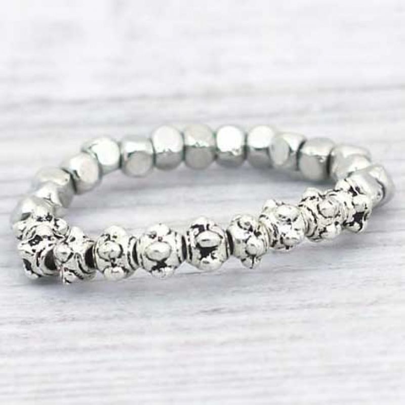 Elastic silver metal ring