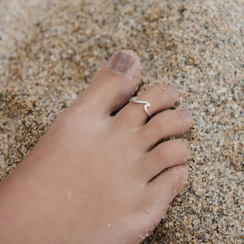 Δακτυλίδι ποδιού 2πλό κύμα - ασημί