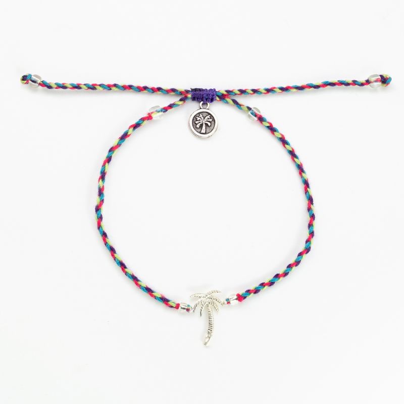 Βραχιόλι ποδιού  βαμβακερό μπλε - φοίνικας