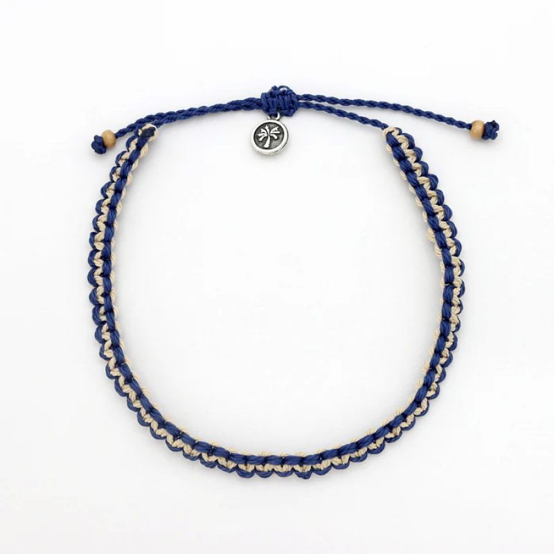 Adjustable knotted cord anklet