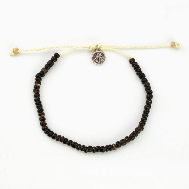 Beaded coconut wood anklet