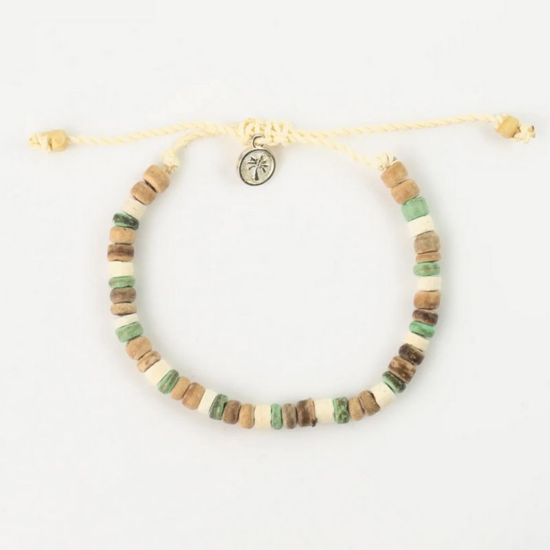 Beaded coconut wood anklet