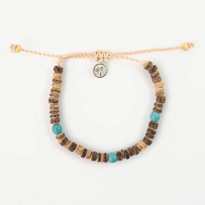 Beaded coconut wood anklet