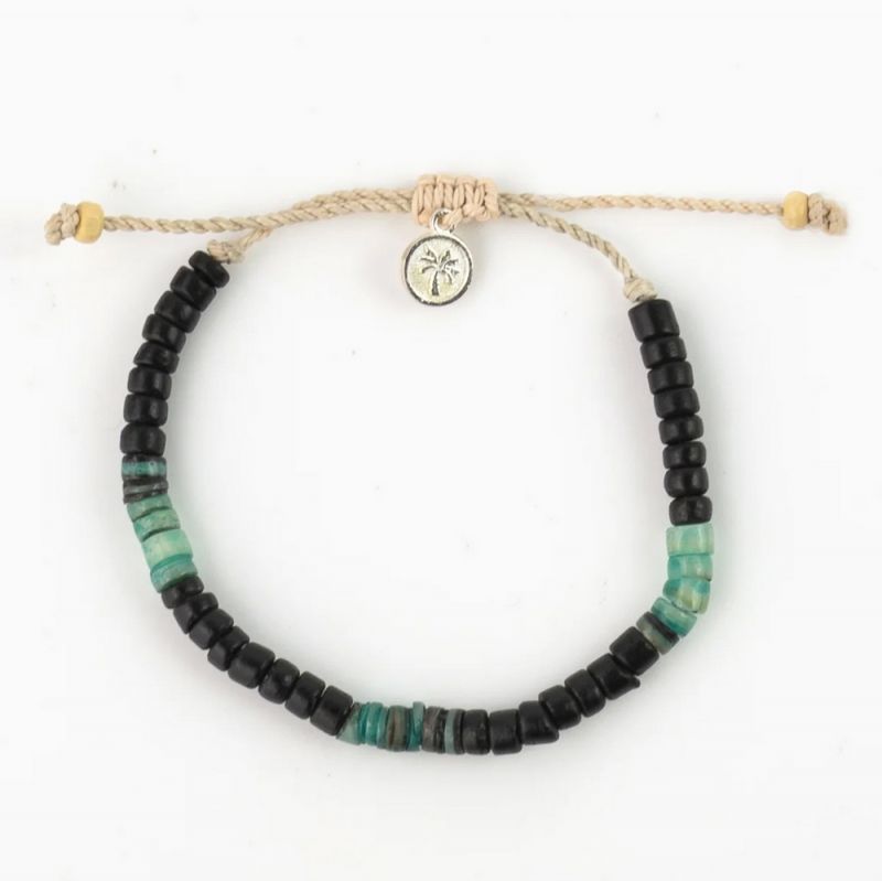 Beaded coconut wood anklet