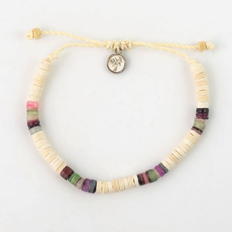 Beaded coconut wood anklet