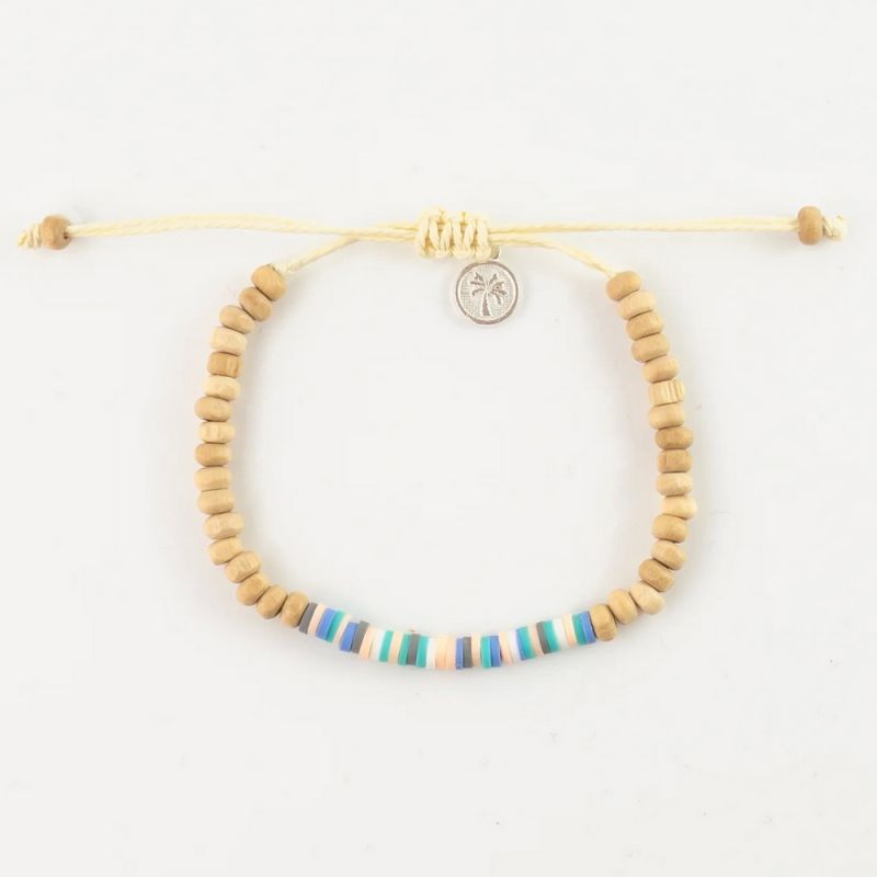 Beaded coconut wood anklet