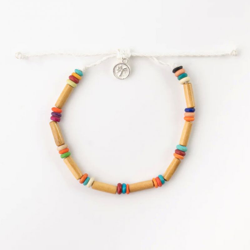 Beaded coconut wood anklet