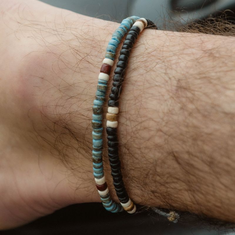 Beaded coconut wood anklet