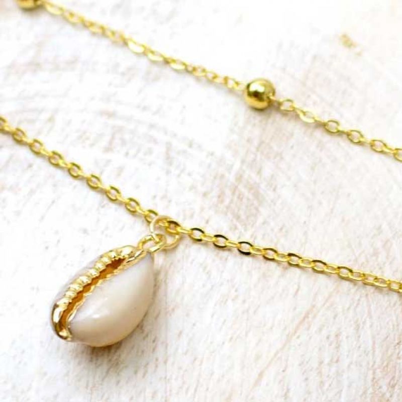 Shell gold-plated anklet