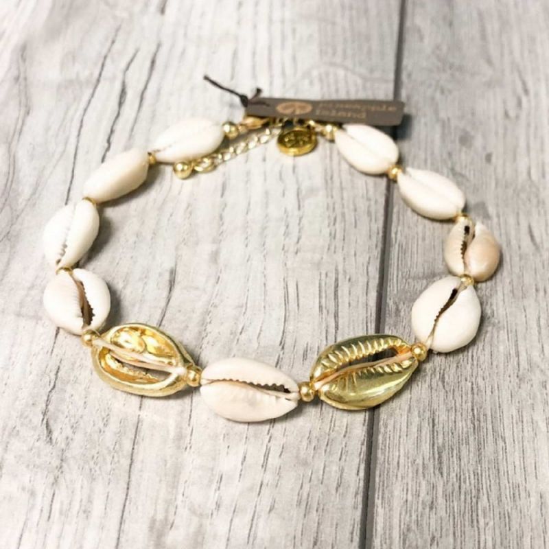 Βραχιόλι ποδιού κοχύλια - επίχρυσο