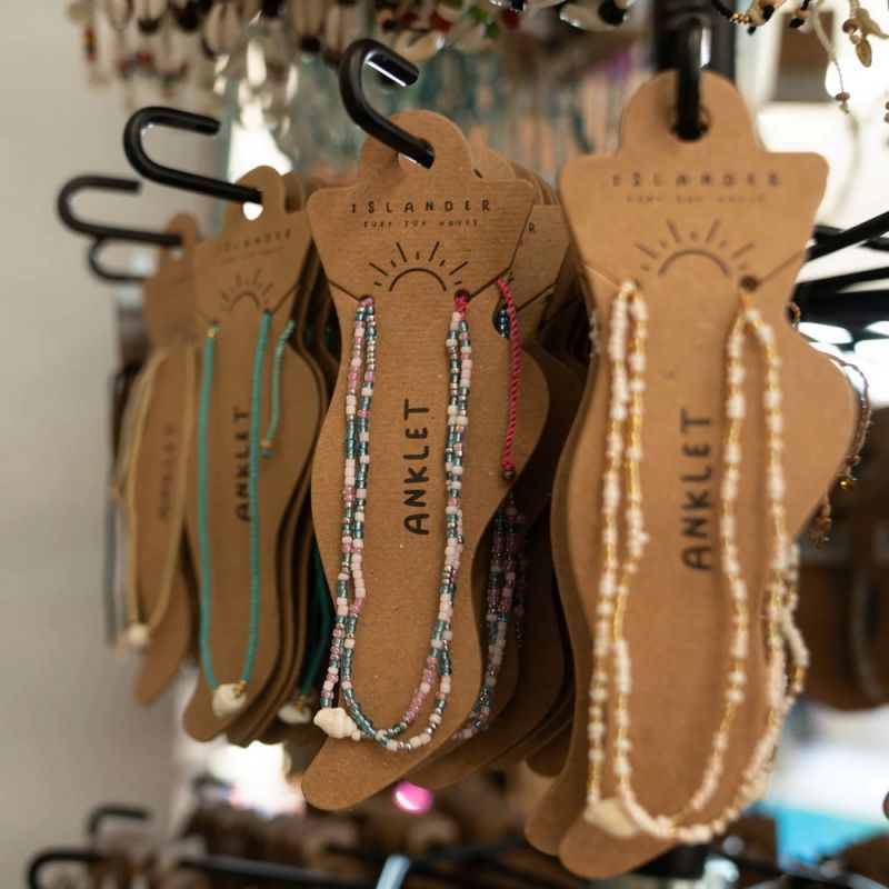 Βραχιόλι ποδιού όστρακα διπλό -σιέλ ροζ