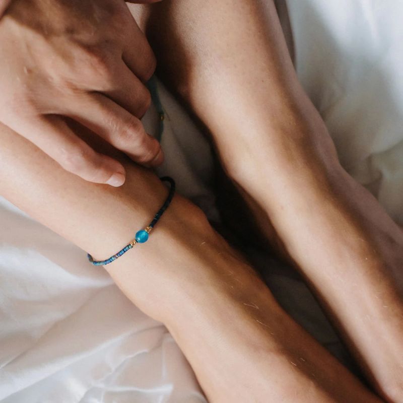 Βραχιόλι ποδιού Lyla διπλό - μπλε μωβ