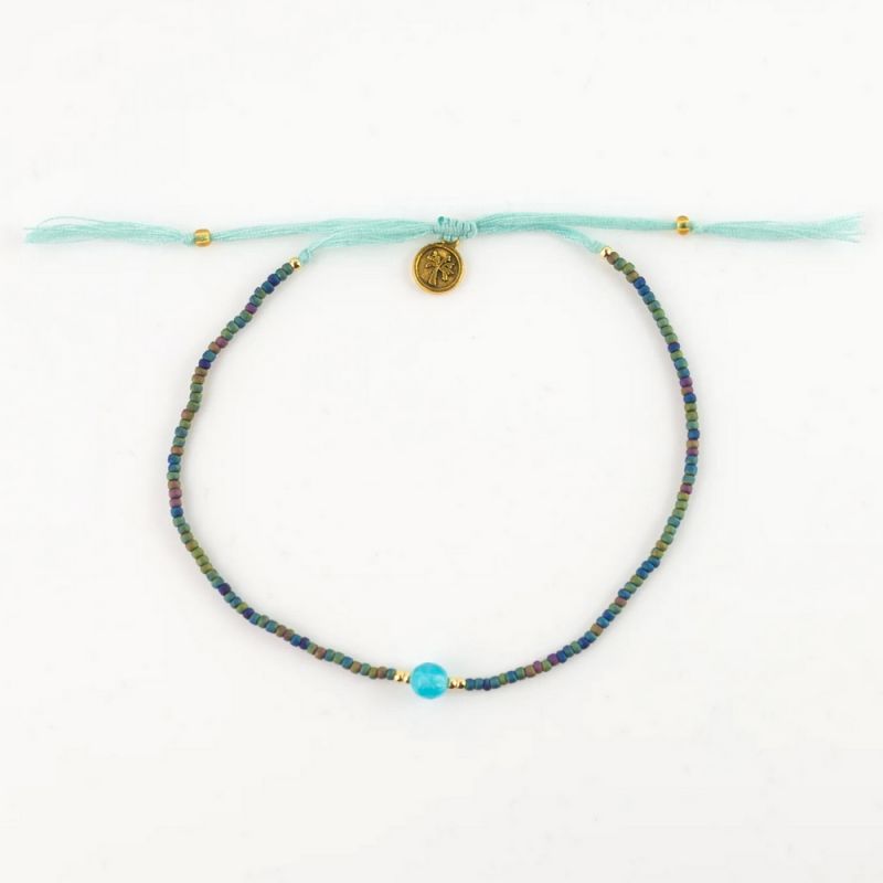 Βραχιόλι ποδιού Lyla διπλό - μπλε μωβ