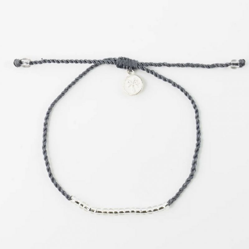 Anklet with silver metal seed beads