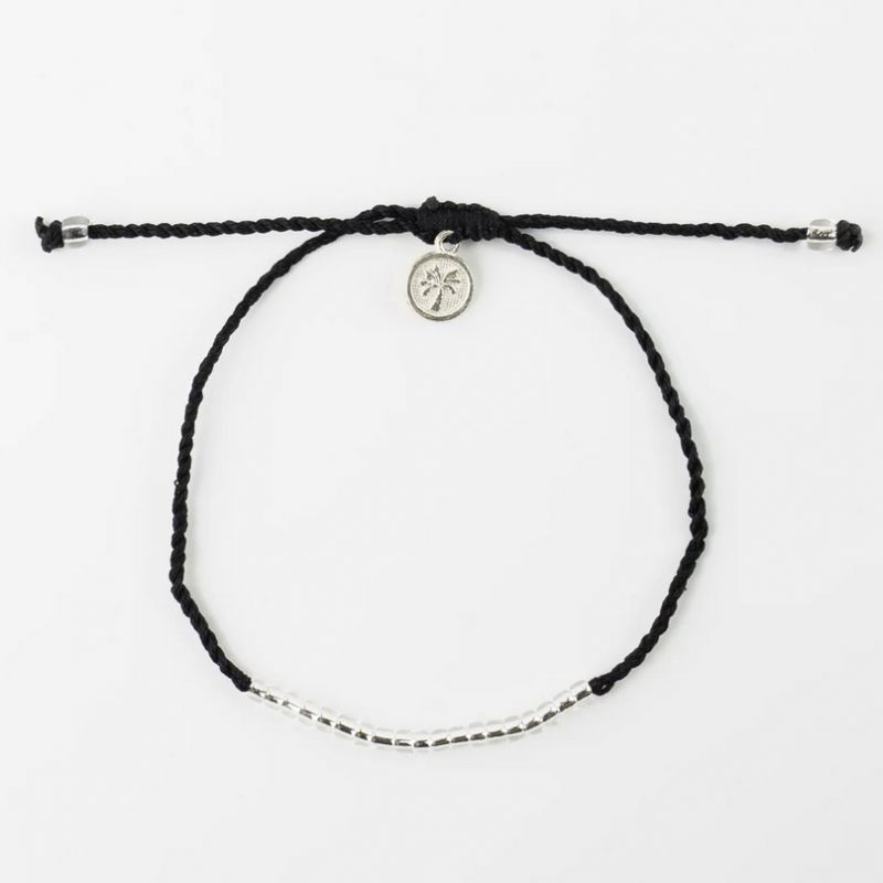 Anklet with silver metal seed beads