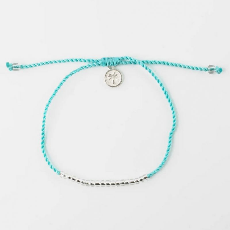 Anklet with silver metal seed beads
