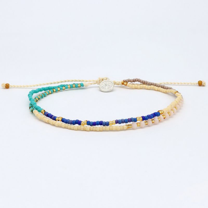 Διπλό Βραχιόλι Ποδιού Bali Τιρκουάζ & Μπλε