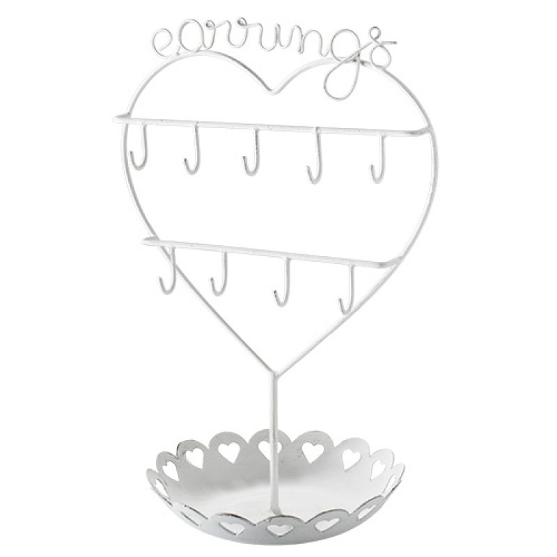 Σταντ καρδιά για σκουλαρίκια 18 x28 εκ. - λευκό 