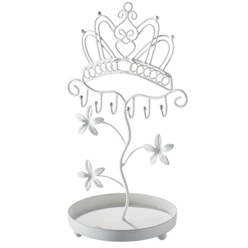 Earring/jewellery stand in white 15 x 13 x 26cm