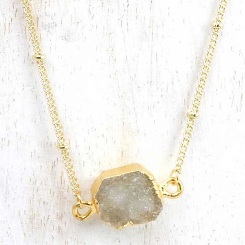 Semi-precious raw stone necklace