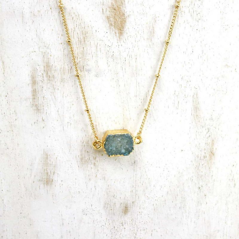 Semi-precious raw stone necklace
