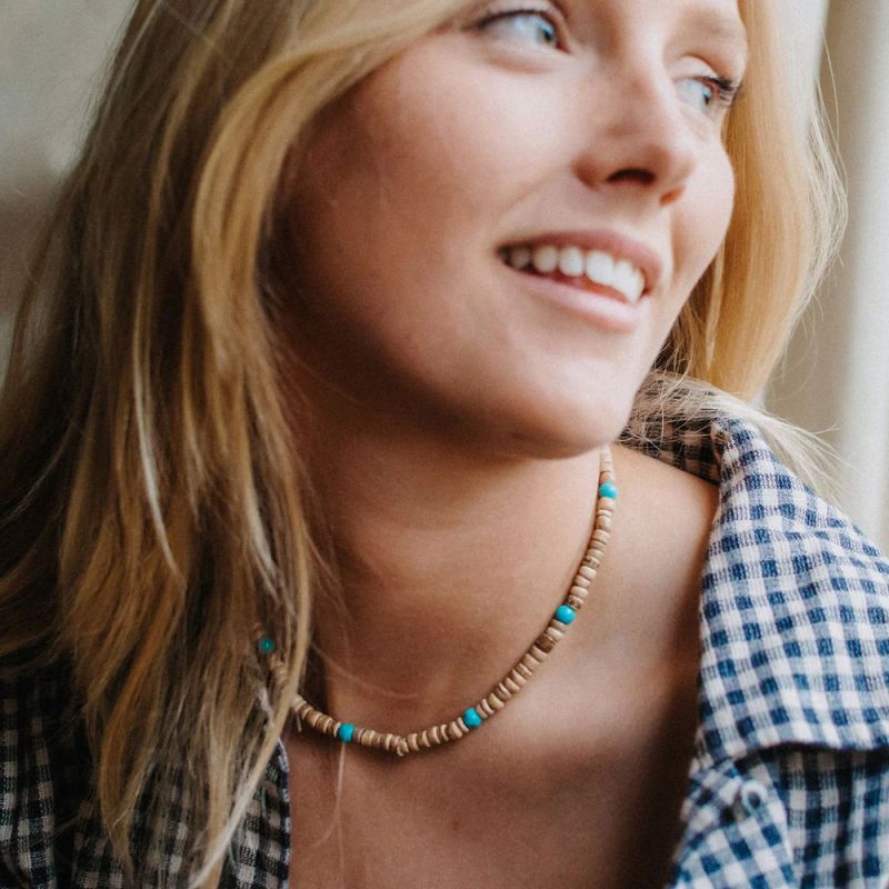 Wooden coconut bead necklace