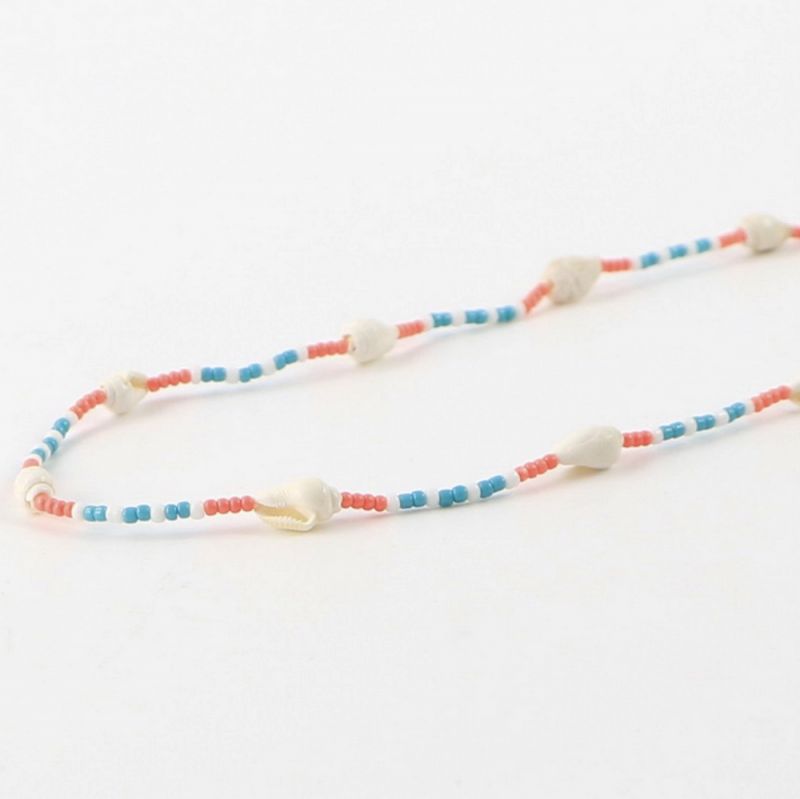 Κολιέ Bali με Κοχύλια Ροζ & Σιέλ