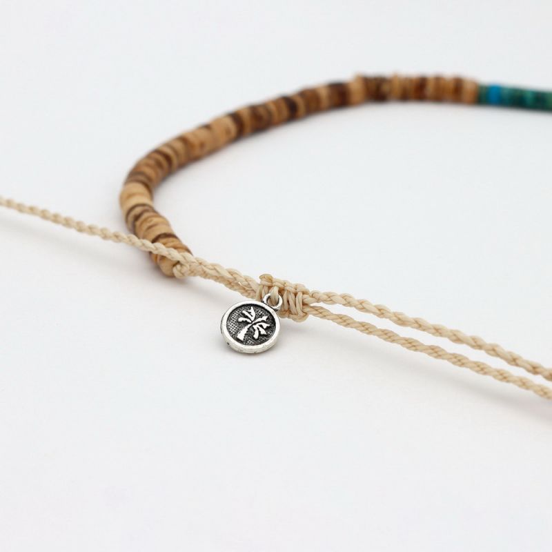 Κολιέ Ξύλινες Χάντρες & Πέτρες Μπλε