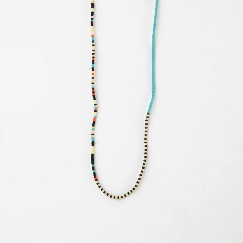 Κολιέ πολύχρωμες μίνι χάντρες - σιέλ μαύρο