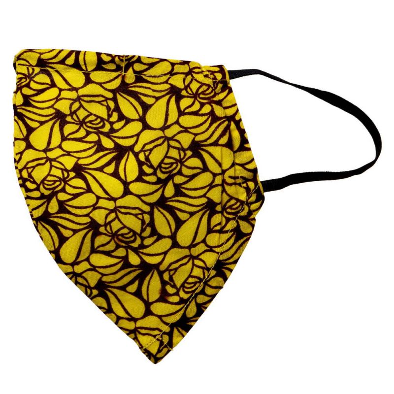 Μάσκα υφασμάτινη (LG) Yellow leafs - με θήκη φίλτρου και έλασμα