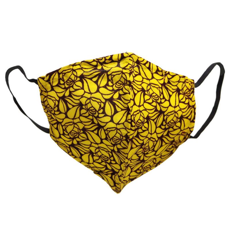 Μάσκα υφασμάτινη (LG) Yellow leafs - με θήκη φίλτρου και έλασμα