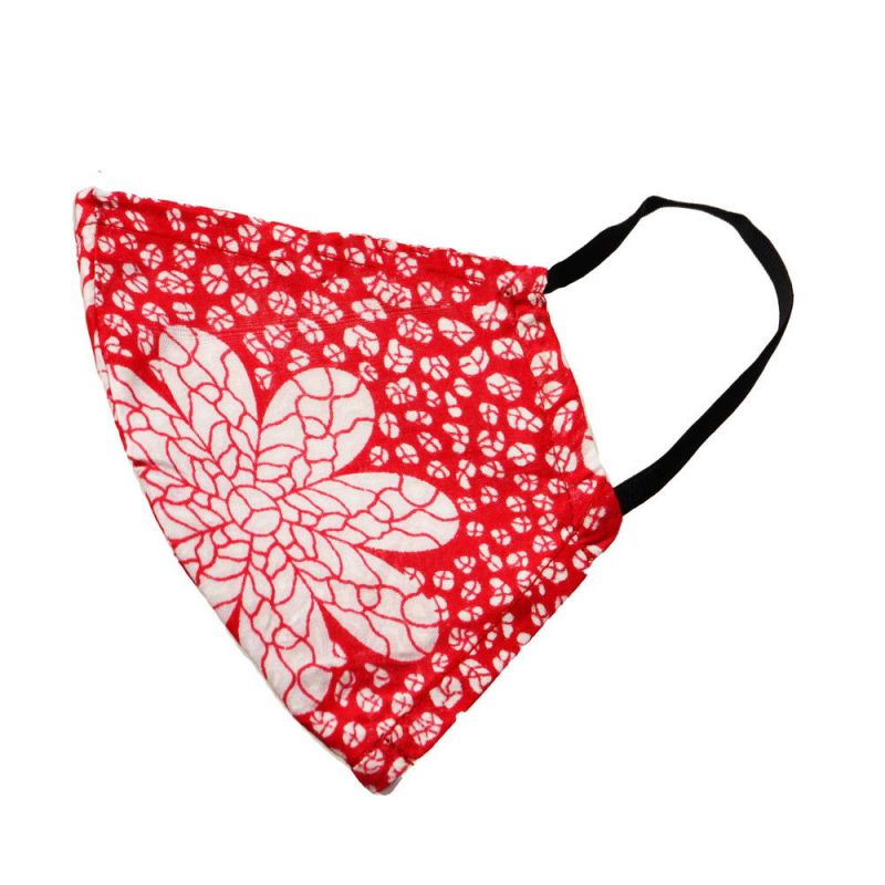 Μάσκα υφασμάτινη (M) Red Flower - με θήκη φίλτρου και έλασμα