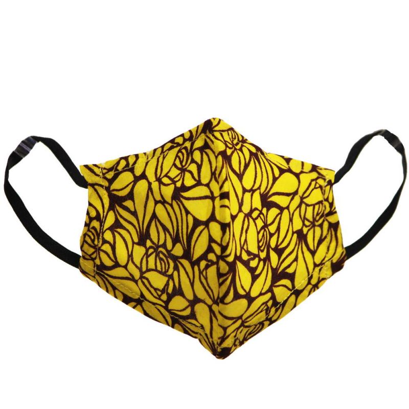 Μάσκα υφασμάτινη (M) Yellow leafs - με θήκη φίλτρου και έλασμα