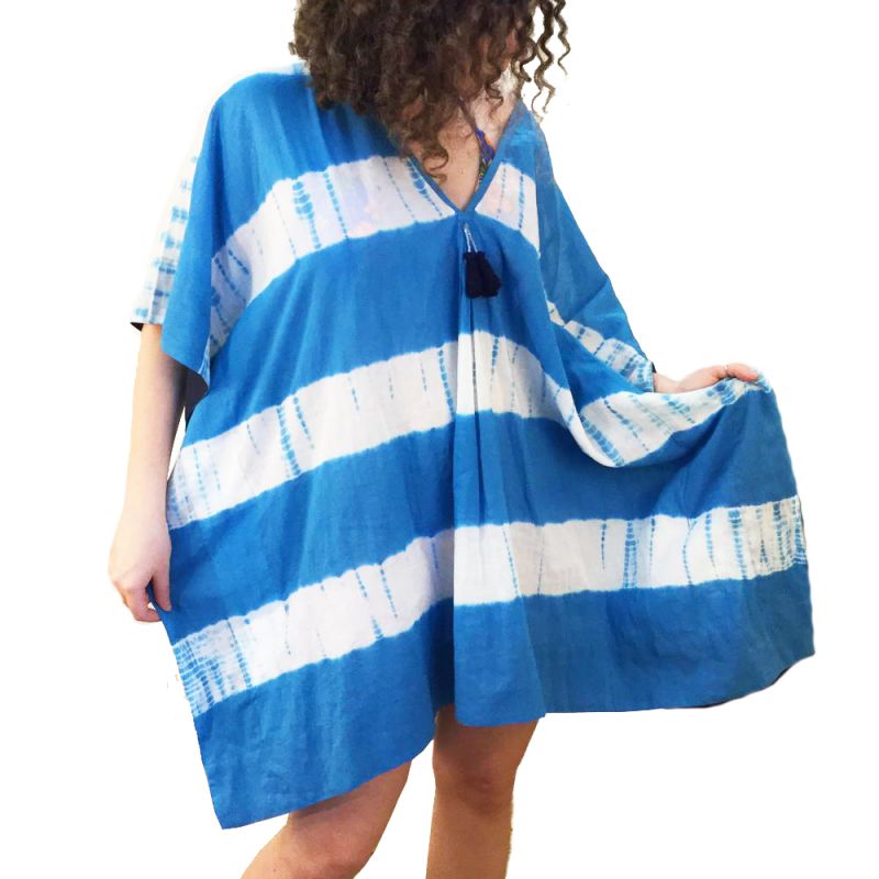 Καφτάνι Blaire V - Tie Dye Μπλε βαμβακερό