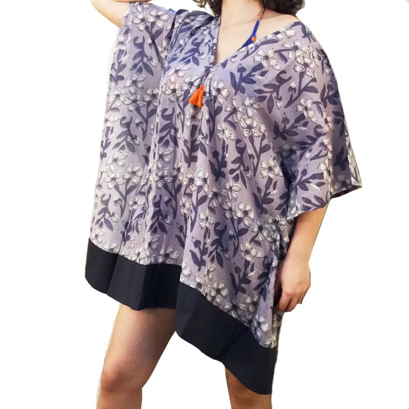 Cotton voil v-neck kaftan