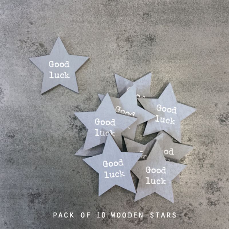 Pack of 10 wood star-Good luck