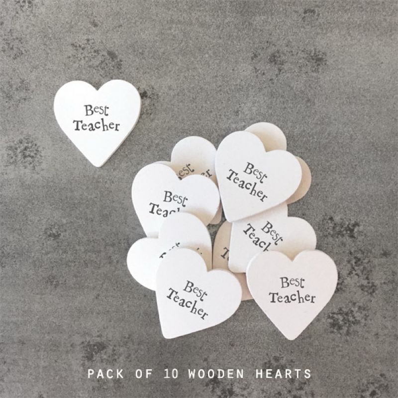 Pack of 10 wood heart-Best teacher