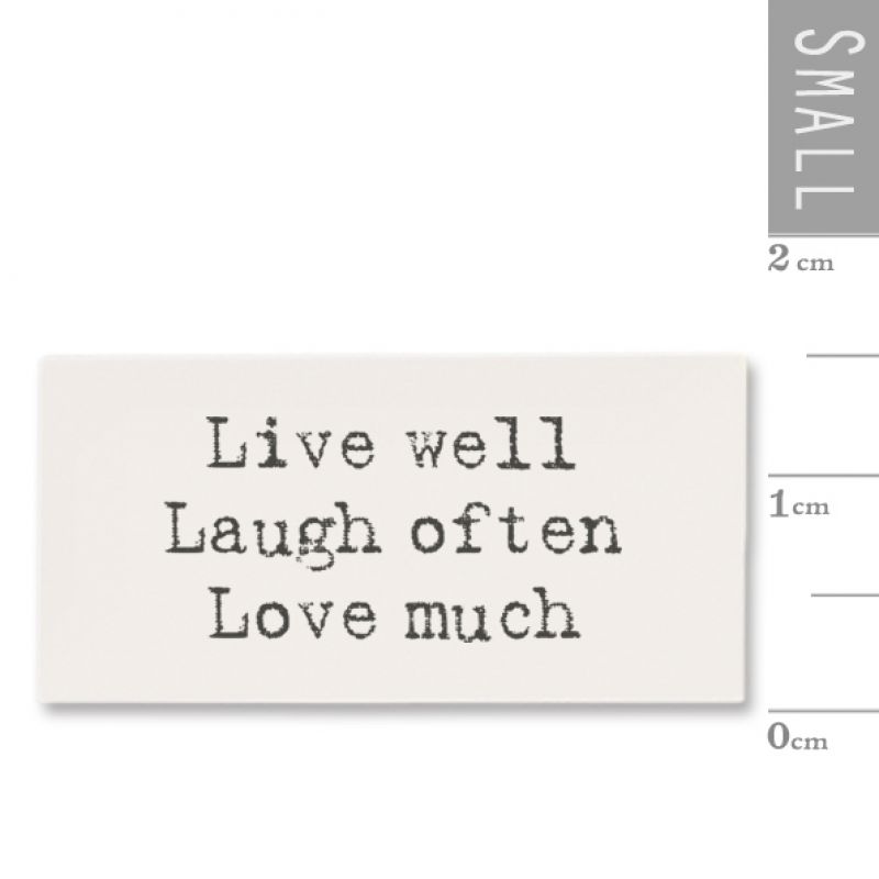 Pack of 10 wood sign-Live well Size: 1,5x0,2x3 cm