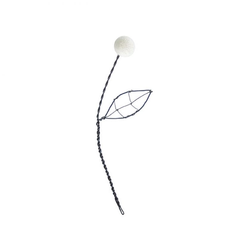 Medium wire pompom flower-White