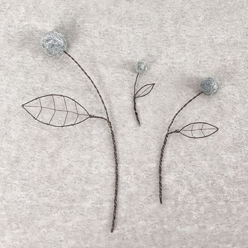 Medium wire pompom flower-Grey