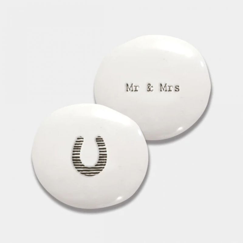 Porcelain pebble - Mr & Mrs / Horseshoe
